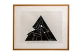 Composition géométrique by Parvine Curie, 1989, Gouache et encre noire sur papier, sold Oct 2024