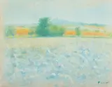 Vue des environs de Caillaux by Achille Laugé, Pastel sur papier contrecollé sur papier, sold Jul 2025