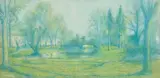L'étang by Achille Laugé, Pastel sur papier contrecollé sur papier, sold Jul 2025