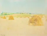 Moisson à Cailhau by Achille Laugé, Pastel sur papier contrecollé sur papier, sold Jun 2025