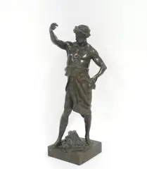 Per Laborem" dit aussi Gloire et fortune by Émile Louis Picault, Bronze à patine brune Signé et titré sur la terrasse, sold Jun 2026