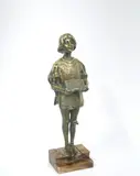 Le page royal by Léon Delagrange, Épreuve en bronze à patine dorée reposant sur une base en marbre figurant deux marches Sig, sold Jun 2026