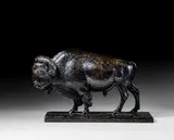 Le bison de Troie by Lucien Gibert, Epreuve en bronze à patine brun noir nuancé, sold Dec 2023