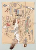 Composition by Michèle Burles, 1974, Collage et plume sur papier, sold Dec 2023