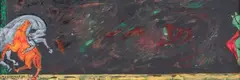 Bataille de cheveaux dans la nuit by Jean Bertholle, 1992, Gouache sur carton signée et datée en bas à gauche, sold Dec 2023