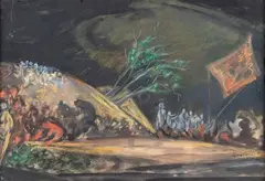 Hommage à Goya by Jean Bertholle, 1992, Gouache et technique mixte sur carton, sold Dec 2023