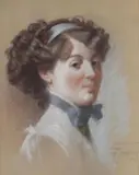 Portrait de jeune femme by Albert Mantelet-Goguet, 1909, Pastel sur papier fort signée en bas à droite et datée, sold Jun 2023