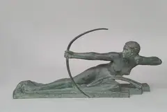 Penthésilée, reine des Amazones by Marcel-André Bouraine, Epreuve en bronze, fonte d'édition du XXe siècle à patine vert antique, sold Jun 2023