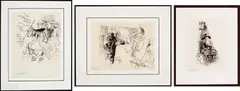 Three Works by Ronald Searle, ink on paper, sold Jun 2026