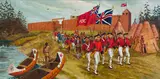 Untitled (Troops Leaving Fort Garry) (#0478) by Kuba Bryzgalski, 1998, oil on canvas, sold Mar 2026