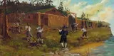 Untitled (Building Fort Charles, Shelter Through Winter) (#0614) by Kuba Bryzgalski, 1998, oil on canvas, sold Mar 2026