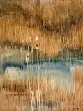 Cattails (#00503) by Thomas Kemp Kieffer, oil on canvas, sold Feb 2026