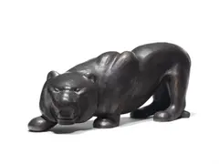 Angreifender Tiger by Philipp Harth, 1932, Bronze mit dunkelbrauner Patina, sold Jul 2025