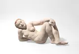 Liegender Akt by Robert Metzkes, 1998, Terrakotta, farbig gefasst, sold Apr 2025