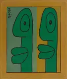 l'attente verte by Thierry Noir, 1987, Sprühlack, Tusche und Acryl auf Malkarton, in Künstlerrahmen, sold Aug 2023