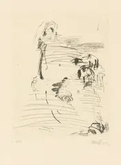 Triptychon by Georg Baselitz, 1959, Original-Kartonmappe mit 3 Kaltnadelradierungen, jeweils auf Bütten, und typografisch bedrucktes Deckblatt auf Papier, sold Dec 2018