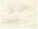 Acht Zeichnungen: Landschafts- und Wolkenstudien by Christian Friedrich Gille, Um 1851, Jeweils Bleistift auf braunem Papier, teilweise mit weißer Kreide gehöht, sold Jun 2022