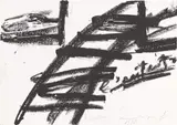 Projetto per B by Yannis Kounellis, 1998, Fettkreide auf Papier, sold Nov 2019