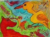 Insectes et animaux by Monique Peytral, Pastel gras et crayon sur papier, sold Jul 2025