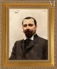 Portrait d'homme by Paul Saïn, Huile sur toile Dédicacée "à madame C, sold Jul 2025