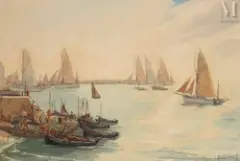 Marine by Pierre Abadie-Landel, Huile sur contreplaqué, sold Jul 2025