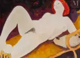 Nu féminin allongé by Alain Bonnefoit, 1969, Huile sur toile d'origine, sold Jul 2025