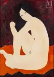 Nu féminin assis by Alain Bonnefoit, Huile sur toile d'origine, sold Jul 2025