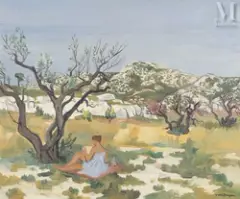 Paysage de Provence by Yves Brayer, Huile sur toile d'origine, sold Jul 2025