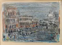Venise by André Cottavoz, Crayon gras sur papier, sold Jul 2025