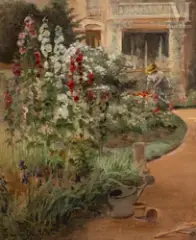 Elégante au jardin by Eugène Deully, Huile sur toile d'origine, sold Jul 2025