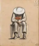 L'homme endormi by Albert-Ernest Carrier-Belleuse, Crayon noir, pierre noire, sanguine et craie blanche, sold Jul 2025