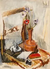 Nature morte aux fleurs by Isaac Dobrinsky, Huile sur toile, sold Jun 2025