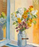 Bouquet à la fenêtre by Abraham Weinbaum, Huile sur toile marouflé sur isorel, sold Jun 2025