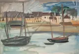 Bateaux au port by Joachim Weingart, Gouache sur papier, sold Jun 2025