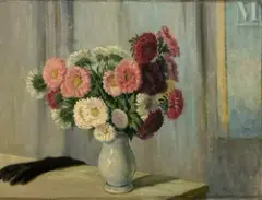Bouquet de fleurs by Gustave Poetzch, Huile sur carton fort, sold Jun 2025