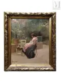 Couturière by Hermann Delpech, Huile sur toile, sold Jun 2025