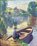 Partie de barque by William Malherbe, Huile sur panneau une planche non parqueté, sold Jun 2025