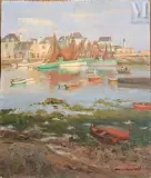 Le port du Guilvinec by Charles Martin-Sauvaigo, Huile sur panneau, sold Jun 2025