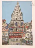 Le clocher de Notre-Dame des Accoules à Marseille by Jules Tristani, Gouache sur papier, sold Jun 2025
