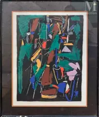 Composition sur fond noir by André Lanskoy, Lithographie, sold Jun 2025