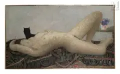 La chatte noire by Alex Berdal, Huile sur toile, sold Jun 2025
