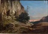 Paysage avec une caravane de chameaux by Jean-Joseph Bellel, Huile sur toile, sold Jun 2025