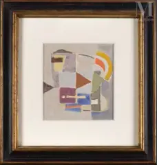 Composition by Geer van Velde, Gouache sur papier, sold May 2025