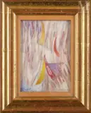 Isba by Serge Charchoune, 1944, Huile sur carton, sold May 2025