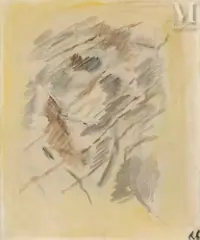 Rocher by Pierre Tal-Coat, 1950, Huile sur toile, sold May 2025