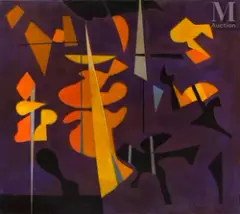 Les amoureux by Gustave Singier, 1954, Huile sur toile, sold May 2025