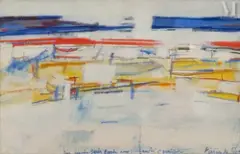 La plage by Maria Helena Vieira da Silva, 1980, Huile sur toile, sold May 2025