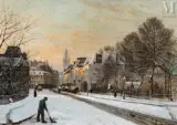 Vue de Douai sous la neige by Adrien Demont, 1876, Huile sur toile d'origine, sold Jun 2025