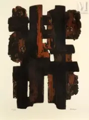 Eau-forte IX by Pierre Soulages, 1957, Eau-forte sur vélin de Rives, épreuve, sold Jun 2025
