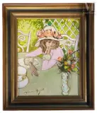 La rêveuse by Simon Simon-Auguste, Huile sur toile, sold May 2025